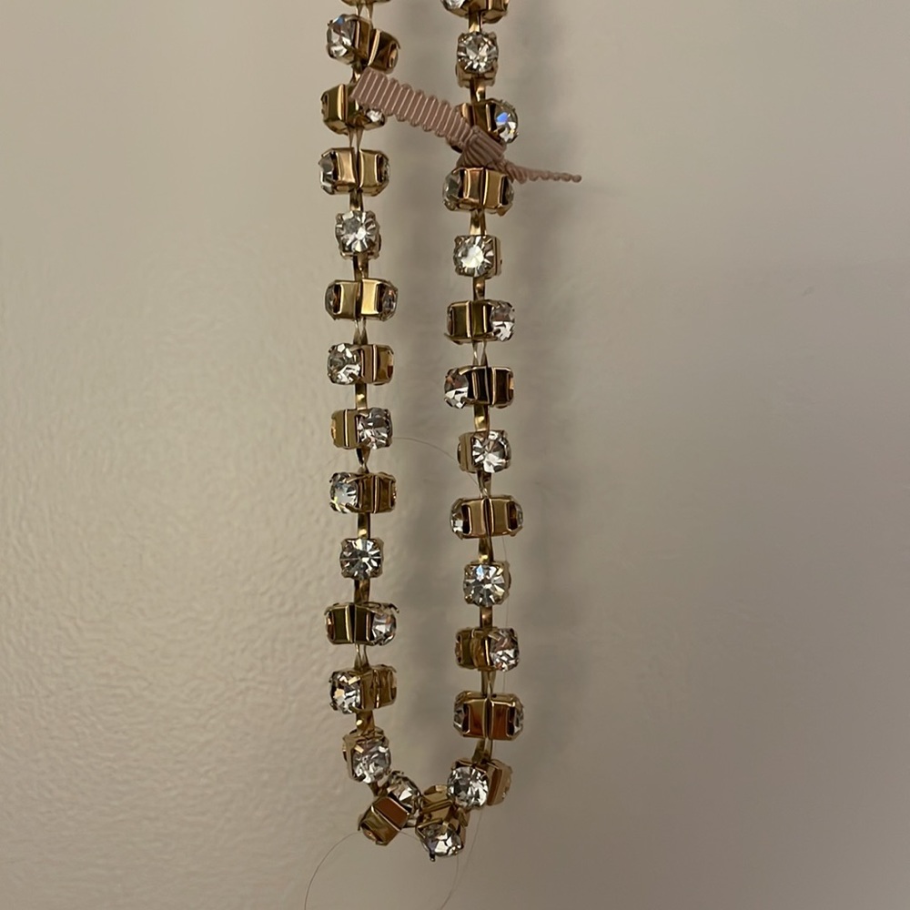 Ann Taylor Gold and Rhinestone long necklace